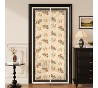 Hiseng Retro Floral Pattern Magnetic Fly Screen Door, Fly Screens for Doors Mesh Curtain,Magnets Full Frame Hook and Loop with Powerful Top-Bottom for Patio Balcony Kitchen (Floral,100x200cm)