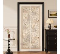Hiseng Retro Floral Pattern Magnetic Fly Screen Door, Fly Screens for Doors Mesh Curtain,Magnets Full Frame Hook and Loop with Powerful Top-Bottom for Patio Balcony Kitchen (Bird,100x200cm)