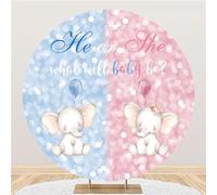 Hiseng Round Backdrop Cover, 1-Sided Backdrop Stand Cover Elastic Bands Photography Background Cover for Wedding Ceremony Newborn Baby Shower Birthday Banquet Party (6.8ft,Elephant)