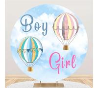 Hiseng Round Backdrop Cover, 1-Sided Backdrop Stand Cover Elastic Bands Photography Background Cover for Wedding Ceremony Newborn Baby Shower Birthday Banquet Party (6ft,Hot air balloon)