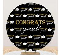 Hiseng Round Backdrop Cover, 1-Sided Backdrop Stand Cover Elastic Bands Polyester Fabric Photography Background Cover for Wedding Ceremony Birthday Banquet Graduation Season (4ft,Gold 5)