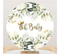 Hiseng Round Backdrop Cover, 1-Sided Backdrop Stand Cover Elastic Bands Polyester Fabric Photography Background Cover for Wedding Ceremony Birthday Banquet Decoration (3FT,Garland 8)
