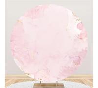 Hiseng Round Backdrop Cover, 1-Sided Backdrop Stand Cover Elastic Bands Polyester Fabric Photography Background Cover for Wedding Birthday Banquet Decoration (pink marble A,Round 150cm)