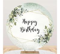 Hiseng Round Backdrop Cover, 1-Sided Backdrop Stand Cover Elastic Bands Polyester Fabric Photography Background Cover for Wedding Ceremony Birthday Banquet Decoration (7.5FT,Garland 4)