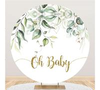 Hiseng Round Backdrop Cover, 1-Sided Backdrop Stand Cover Elastic Bands Polyester Fabric Photography Background Cover for Wedding Ceremony Birthday Banquet Decoration (4.1FT,Garland 9)