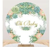 Hiseng Round Backdrop Cover, 1-Sided Backdrop Stand Cover Elastic Bands Polyester Fabric Photography Background Cover for Wedding Ceremony Birthday Banquet Decoration (5FT,Garland 7)