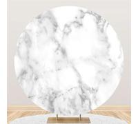 Hiseng Round Backdrop Cover, 1-Sided Backdrop Stand Cover Elastic Bands Polyester Fabric Photography Background Cover for Wedding Birthday Banquet Decoration (gray marble D,Round 150cm)
