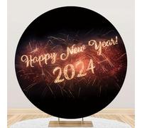 Hiseng Round Backdrop Cover, 1-Sided Backdrop Stand Cover Elastic Bands Polyester Fabric Photography Background Cover for 2024 Wedding Ceremony Birthday Banquet Decoration (4.1ft,Fireworks)
