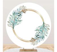 Hiseng Round Backdrop Cover, 1-Sided Backdrop Stand Cover Elastic Bands Polyester Fabric Photography Background Cover for Wedding Ceremony Birthday Banquet Decoration (5FT,Garland 6)