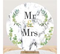 Hiseng Round Backdrop Cover, 1-Sided Backdrop Stand Cover Elastic Bands Polyester Fabric Photography Background Cover for Wedding Ceremony Birthday Banquet Decoration (7.5FT,Garland 3)