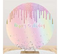 Hiseng Round Backdrop Cover, 1-Sided Backdrop Stand Cover Elastic Bands Polyester Fabric Photography Background Cover for Wedding Ceremony Birthday Banquet Decoration (4.1ft,Multi-color 3)