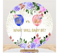 Hiseng Round Backdrop Cover, 1-Sided Backdrop Stand Cover Elastic Bands Polyester Fabric Photography Background Cover for Wedding Birthday Banquet Decoration (3ft,multicolor 6)