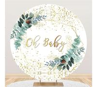 Hiseng Round Backdrop Cover, 1-Sided Backdrop Stand Cover Elastic Bands Polyester Fabric Photography Background Cover for Wedding Ceremony Birthday Banquet Decoration (7.5FT,Garland 2)