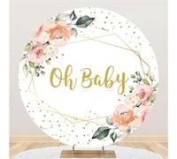 Hiseng Round Backdrop Cover, 1-Sided Backdrop Stand Cover Elastic Bands Polyester Fabric Photography Background Cover for Wedding Ceremony Birthday Banquet Decoration (4.1FT,Garland 5)