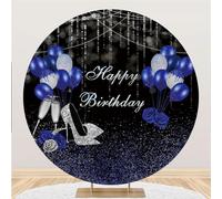 Hiseng Round Backdrop Cover, 1-Sided Backdrop Stand Cover Elastic Bands Polyester Fabric Photography Background Cover for Birthday Wedding Banquet Decoration (Roses,6.5ft)