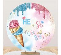 Hiseng Round Backdrop Cover, 1-Sided Backdrop Stand Cover Elastic Bands Polyester Fabric Photography Background Cover for Wedding Birthday Banquet Decoration (6.8ft,multicolor 1)