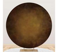 Hiseng Round Backdrop Cover Retro Solid Color, 1-Sided Backdrop Stand Cover Elastic Bands Polyester Fabric Photography Background Cover for Birthday Banquet Decoration (Brown,6.8ft)