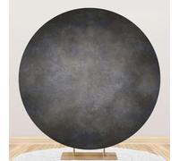 Hiseng Round Backdrop Cover Retro Solid Color, 1-Sided Backdrop Stand Cover Elastic Bands Polyester Fabric Photography Background Cover for Birthday Banquet Decoration (7.5ft,Gradient gray)