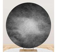 Hiseng Round Backdrop Cover Retro Solid Color, 1-Sided Backdrop Stand Cover Elastic Bands Polyester Fabric Photography Background Cover for Birthday Banquet Decoration (Grey,7ft)