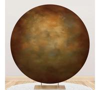 Hiseng Round Backdrop Cover Retro Solid Color, 1-Sided Backdrop Stand Cover Elastic Bands Polyester Fabric Photography Background Cover for Birthday Banquet Decoration (7ft,Yellowish brown)