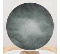 Hiseng Round Backdrop Cover Retro Solid Color, 1-Sided Backdrop Stand Cover Elastic Bands Polyester Fabric Photography Background Cover for Birthday Banquet Decoration (Light grey,6.8ft)