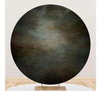 Hiseng Round Backdrop Cover Retro Solid Color, 1-Sided Backdrop Stand Cover Elastic Bands Polyester Fabric Photography Background Cover for Birthday Banquet Decoration (6ft,Dark)