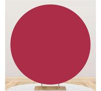 Hiseng Round Backdrop Cover Solid Color, 1-Sided Backdrop Stand Cover Elastic Bands Polyester Fabric Photography Background Cover for Wedding Ceremony Birthday Banquet Decoration (6.5ft,Red)