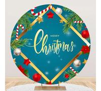 Hiseng Round Backdrop Cover Xmas, 1-Sided Backdrop Stand Cover Elastic Bands Polyester Fabric Photography Background Cover for Wedding Ceremony Birthday Banquet Decoration (4.1ft,Red flower)