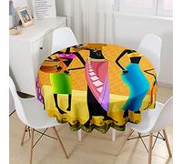 Hiseng Round Waterproof Tablecloth, Wipeable Stain Resistant Tablecloth, African Traditional Printed Polyester Decorative Table Cover for Home Kitchen Indoor Outdoor Table (African Woman B,150cm)