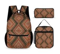 Hiseng School Backpack Set with Lunch Bag Pencil Case (801 Brown)