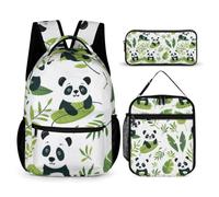 Hiseng School Backpack Set with Lunch Bag Pencil Case Panda (White)