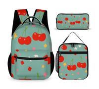Hiseng School Backpack Set with Lunch Bag Pencil Case (Pattern N-01)
