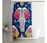 Hiseng Shower Waterproof Curtain Quick Dry Bathroom Bath Curtains Polyester Fabric Washable Bath Curtain for Bathtub and Shower Stall,with 12 pcs Hooks - 3D Elephant (Indian elephant,120x180cm)