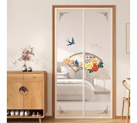 Hiseng Simple Classic Magnetic Fly Screen Door, Privacy Fly Screens for Doors Mesh Curtain,Magnets Full Frame Hook and Loop with Powerful Top-Bottom for Patio Balcony Kitchen (Bird,110x200cm)