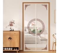 Hiseng Simple Classic Magnetic Fly Screen Door, Privacy Fly Screens for Doors Mesh Curtain,Magnets Full Frame Hook and Loop with Powerful Top-Bottom for Patio Balcony Kitchen (Lotus,90x200cm)