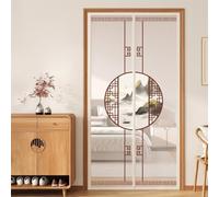 Hiseng Simple Classic Magnetic Fly Screen Door, Privacy Fly Screens for Doors Mesh Curtain,Magnets Full Frame Hook and Loop with Powerful Top-Bottom for Patio Balcony Kitchen (Mountain,110x200cm)
