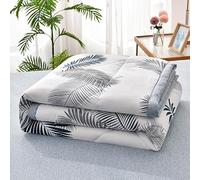 Hiseng Simple Floral Printed Quilt Double Single, Lightweight Coverless Duvet Quilted Comforter for All Seasons - Microfiber, Reversible and Machine Washable (Feather,100x150 cm)