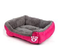 Hiseng Soft Fluffy Dog Bed, Self-Warming Cat Bed Washable Solid Color Dog Beds Medium, Sherpa Anti-Slip Bottom Donut Cat Beds for Indoor Cats (S/43X32cm,Rose Red)