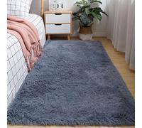 Hiseng Soft Rugs for Living Room Bedroom, Anti Slip Bedroom Rug Solid Color Washable Rug, Fluff Living Room Area Rugs Large Small (Dark Gray,80x160cm)