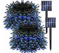 Hiseng Solar Lights Outdoor Garden String, Warm White Fairy Lights LED, Waterproof Solar Powered Lights for Outdoor Decor, Patio, Party and Camping (Blue,32M)