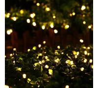 Hiseng Solar Lights Outdoor Garden String, Warm White Fairy Lights LED, Waterproof Solar Powered Lights for Outdoor Decor, Patio, Party and Camping (Lamp Beads,6M)