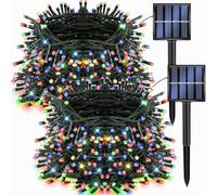 Hiseng Solar Lights Outdoor Garden String, Warm White Fairy Lights LED, Waterproof Solar Powered Lights for Outdoor Decor, Patio, Party and Camping (Multicolor,6.5M)