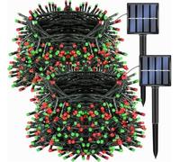 Hiseng Solar Lights Outdoor Garden String, Warm White Fairy Lights LED, Waterproof Solar Powered Lights for Outdoor Decor, Patio, Party and Camping (Red Green,22M)