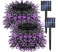 Hiseng Solar Lights Outdoor Garden String, Warm White Fairy Lights LED, Waterproof Solar Powered Lights for Outdoor Decor, Patio, Party and Camping (Purple,6.5M)