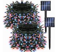 Hiseng Solar Lights Outdoor Garden String, Warm White Fairy Lights LED, Waterproof Solar Powered Lights for Outdoor Decor, Patio, Party and Camping (Red White Blue,6.5M)