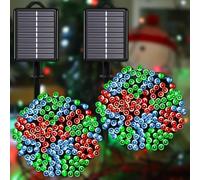 Hiseng Solar Lights Outdoor Garden String, Warm White Fairy Lights LED, Waterproof Solar Powered Lights for Outdoor Decor, Patio, Party and Camping (Red Blue Green,5M)