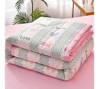 Hiseng Solid Color Quilt Double Single King Size Bed Comforter, Cosy Lightweight Coverless Duvet Quilt for All Seasons, Machine Washable (Sweet,150x200cm)