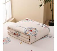 Hiseng Solid Color Quilt Double Single, Lightweight Coverless Duvet Quilted Comforter for All Seasons, Reversible and Machine Washable (Beige,100x150cm)