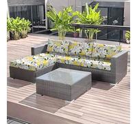 Hiseng Stretch Seat Cushion Cover Outdoor Sofa Garden Rattan Patio Furniture Tropical Plant Print Soft Replacement Seat Cover for Rattan Garden Chair Cushion Pad (Lemon Leaf,190x65x20cm)