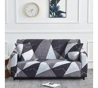 Hiseng Stretch Sofa Cover 3D Geometric Sofa Cover 1-4 Seater, Sofa Slipcovers Antifouling Couch Covers With Ties & 1 Pillowcase, Settee Covers for Dog Cat Pet Friendly (Grey,3-Seaters)